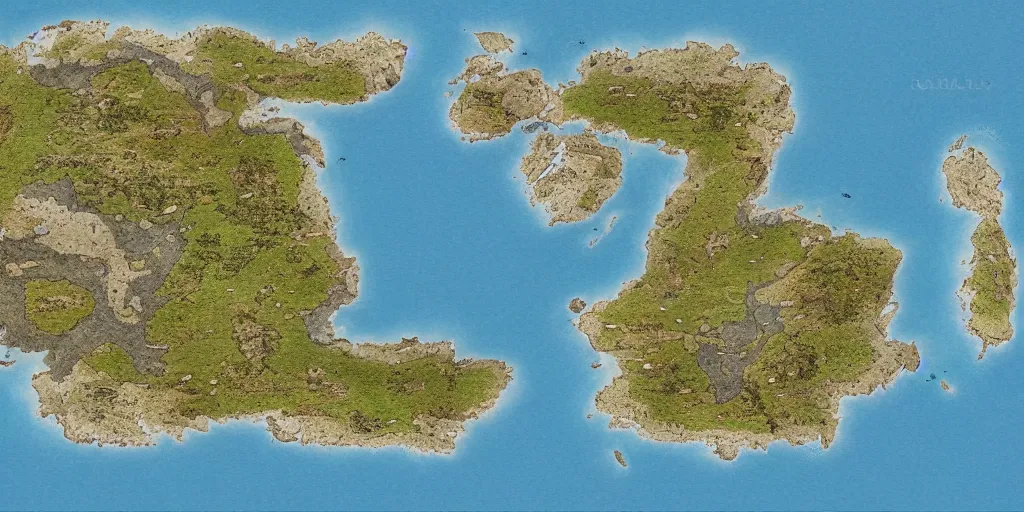 Image similar to a fantasy map of a large archipelago, 8 k