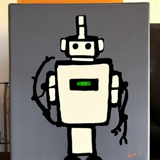 Prompt: a robot painting on a canvas