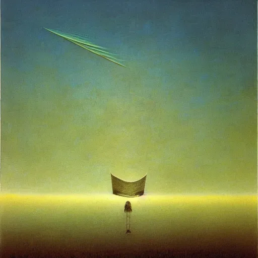 Prompt: rectangles flying across the horizon, zdzislaw beksinski