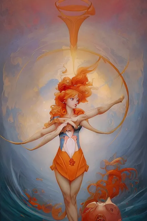 Image similar to Sailor Venus by Peter Mohrbacher in the style of Gaston Bussière, Art Nouveau