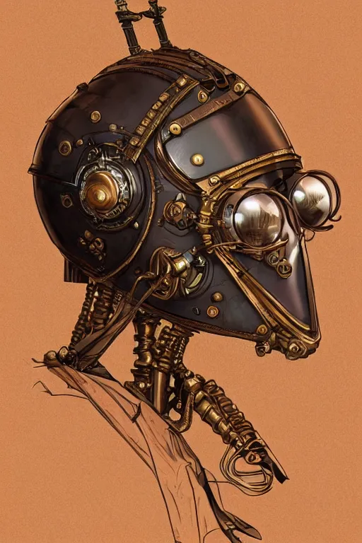 Image similar to steampunk helmet fantasy art mask robot ninja stylized digital illustration sharp focus, elegant intricate digital painting artstation concept art global illumination ray tracing advanced technology chaykin howard and campionpascale and cooke darwyn and davis jack