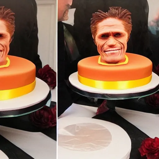Image similar to photo of a cake in the shape of willem dafoe