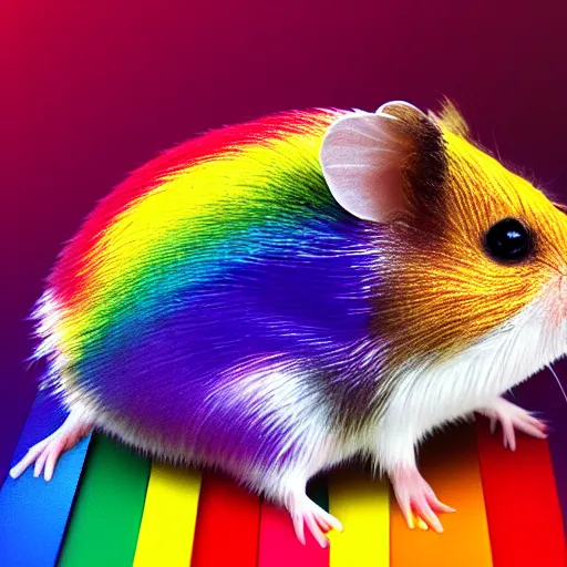 Image similar to rainbow hamster in the style of stray, 8 k, hd, light reflection