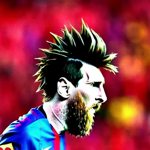 Image similar to super Saiyan Lionel Messi