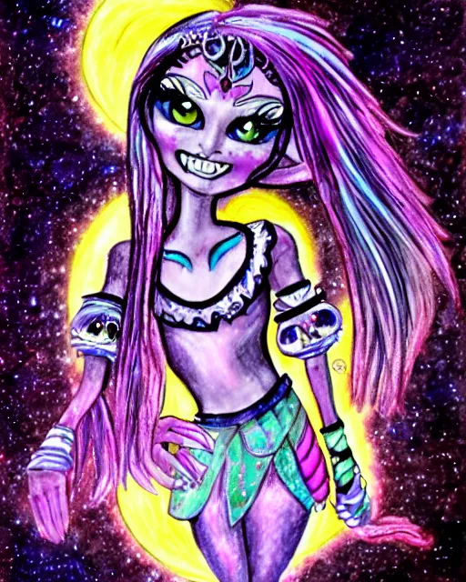 Prompt: josephine wall water colored pencils monster high universe clawdeen wolf fullmoon