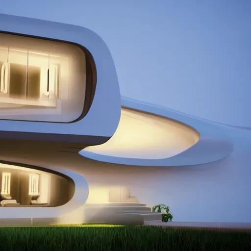 Image similar to Futuristic house with parametric architecture, octane render, cinematic lighting