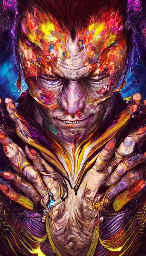Image similar to psytrance artwork, by sam spratt, kazuya from tekken