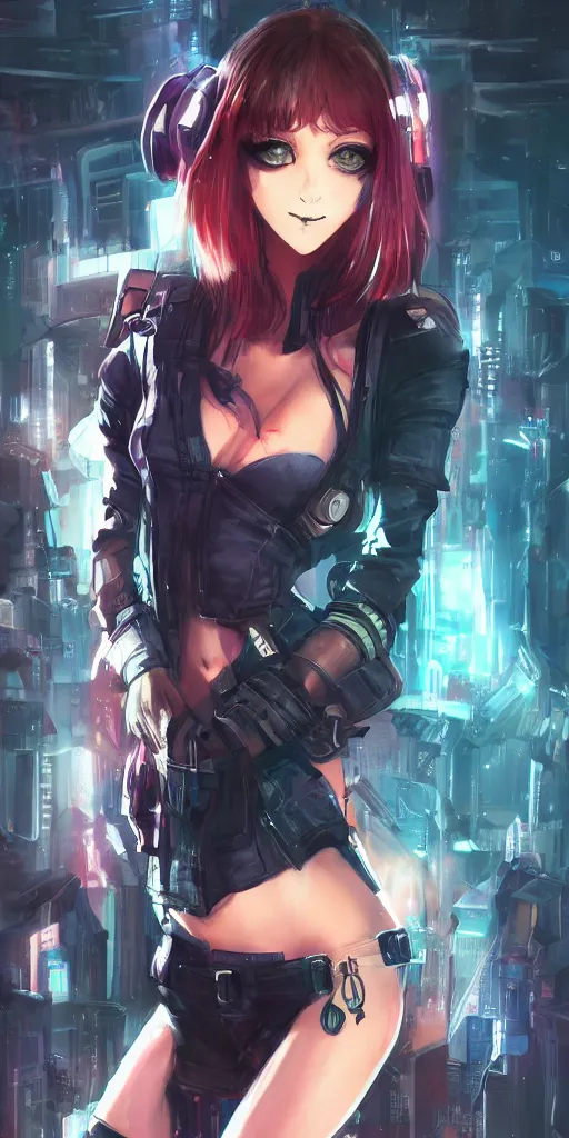 Image similar to fullbody portrait of a beautiful girl dressed in cyberpunk style by riot games, anime style, masterpiece, award - winning, artstation, pixiv