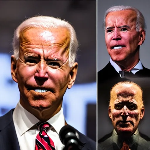 Image similar to terror Doom horror furious glowing red eyes biden