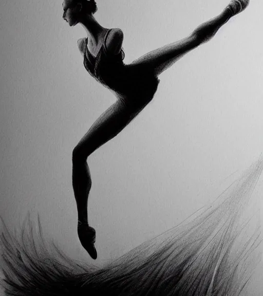 Prompt: beautiful prima ballerina black and white drawing, in the style of greg rutkowski, fantasy, amazing detail, epic, intricate, elegant, smooth, sharp focus