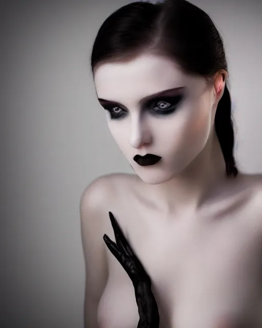 Image similar to pale goth beauty, cinematic lighting, various refining methods, micro macro autofocus, ultra definition, award winning photo