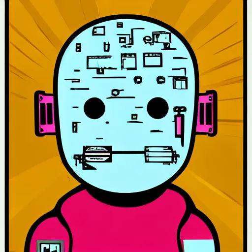 Image similar to paranoid android, line vector Art