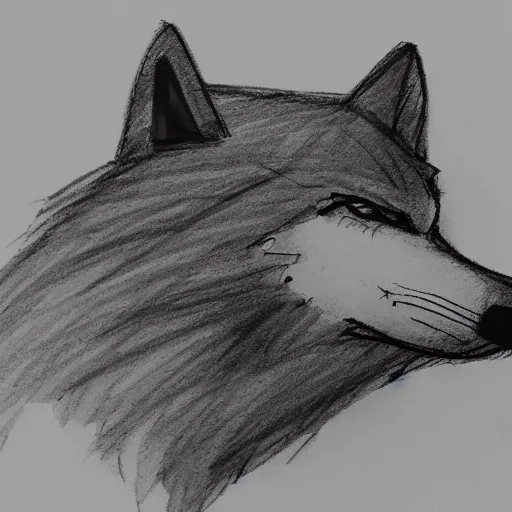 Image similar to sketch sideview of a wolf wearing a vr headset on his head