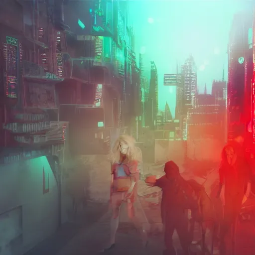 Image similar to anime isis, 3 5 mm film still, wired landscape, cyberpunk, volumetric lighting, photo realistic, digital art, anime background, red colour palette, very detailed faces