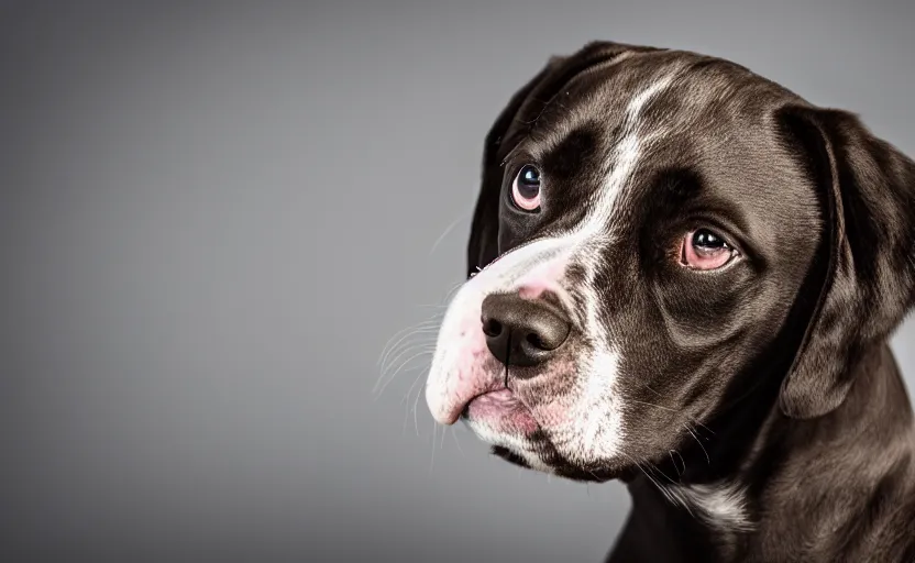 Prompt: studio photography of a sweet puppy dog, detailed face, 8 k