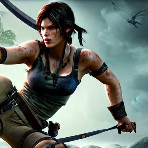 Prompt: milla jovovich as tomb raider , depicted as a Pixar character, high quality CG render, 4K