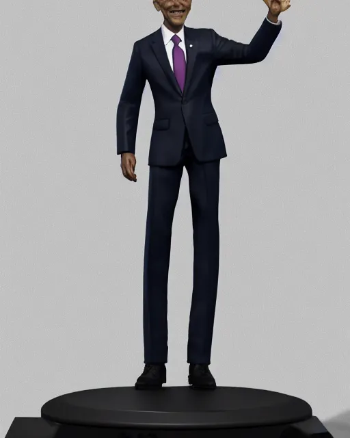 Image similar to full body 3d render of barack obama as a funko pop, studio lighting, white background, blender, trending on artstation, 8k, highly detailed