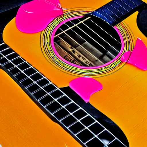 Prompt: guitar, colour splash