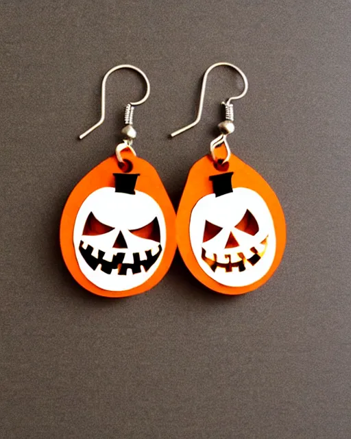 Image similar to spooky jack'o'lantern, 2 d lasercut earrings,