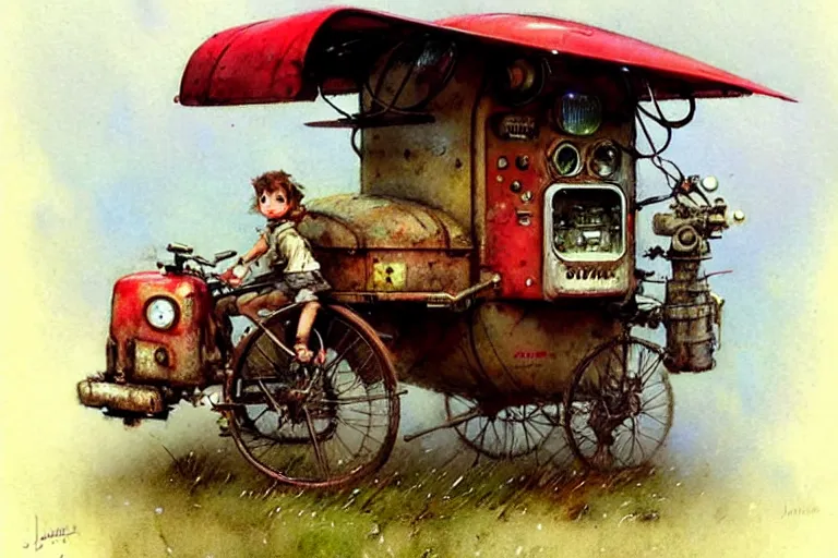 Image similar to adventurer ( ( ( ( ( 1 9 5 0 s retro future robot mouse vending machine wagon house. muted colors. ) ) ) ) ) by jean baptiste monge!!!!!!!!!!!!!!!!!!!!!!!!! chrome red