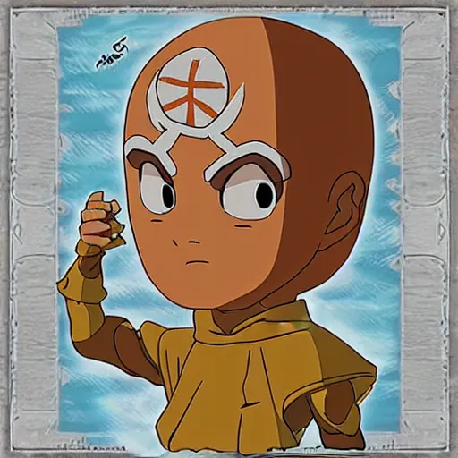 Image similar to Avatar Aang in the style of Studio Ghibli, detailed face