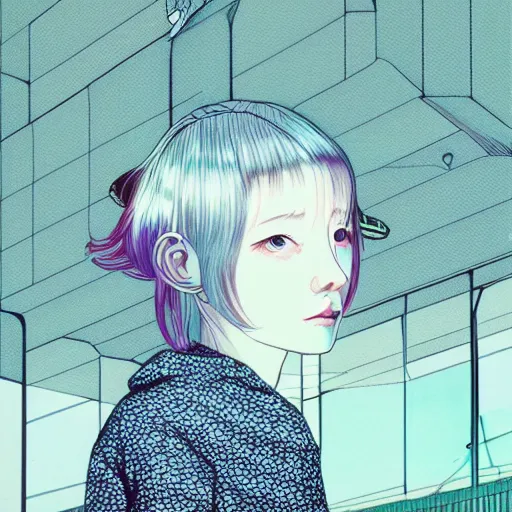 Prompt: a portrait of porter robinson blonde by inio asano, beeple and james jean, chiho aoshima color scheme