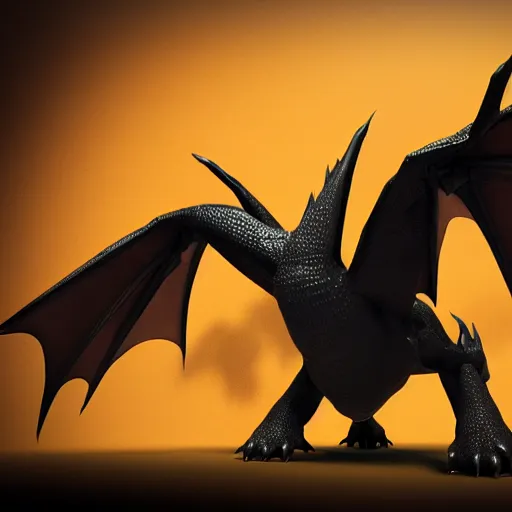 Image similar to dark black dragon pokemon , 3d render , highly detailed , octane render , 4k , HD
