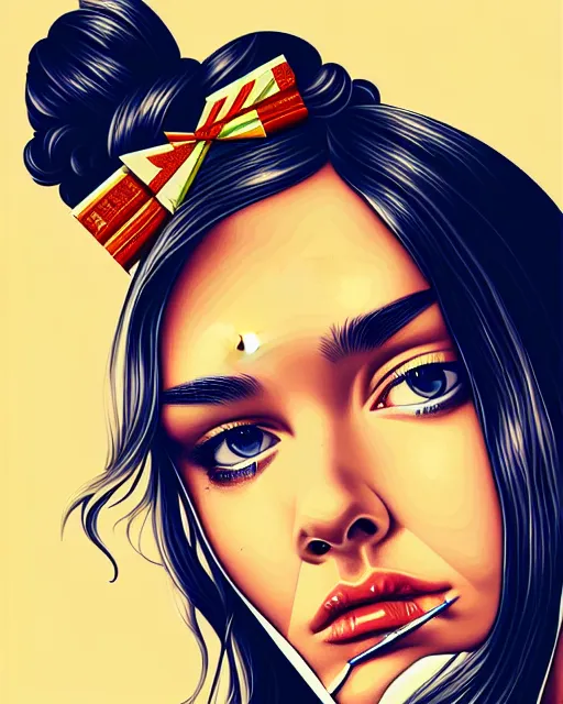 Image similar to girl artwork by sandra chevrier, golden hour, illustration, highly detailed, simple, no jagged lines, vector art, smooth, artstation