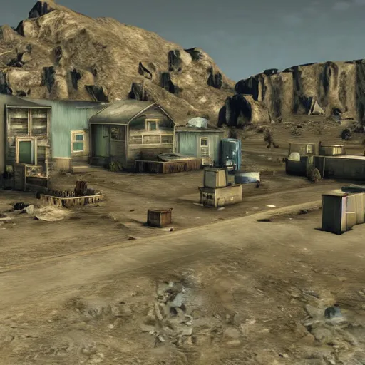 Image similar to screenshot of breaking bad in fallout : new vegas