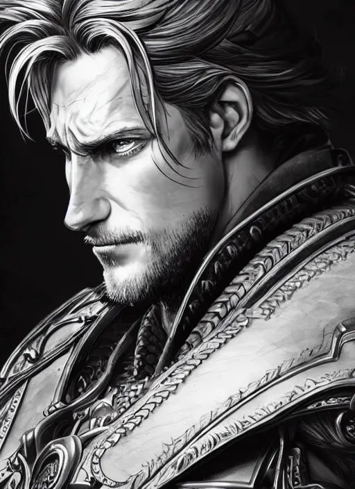 Image similar to close up portrait of anduin wrynn, powerful, domineering, stoic, masterful, intense, ultrafine hyperdetailed illustration by kim jung gi, irakli nadar, intricate linework, sharp focus, octopath traveler, yoji shinkawa, highly rendered, detailed, concept art