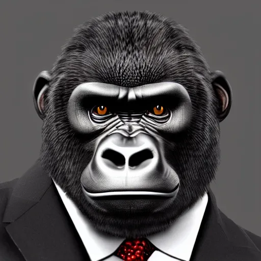 Anthropomorphic Gorilla Wearing a Tie Stock Illustration