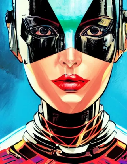 Image similar to portrait of a female android, by DC comics and Sandra Chevrier