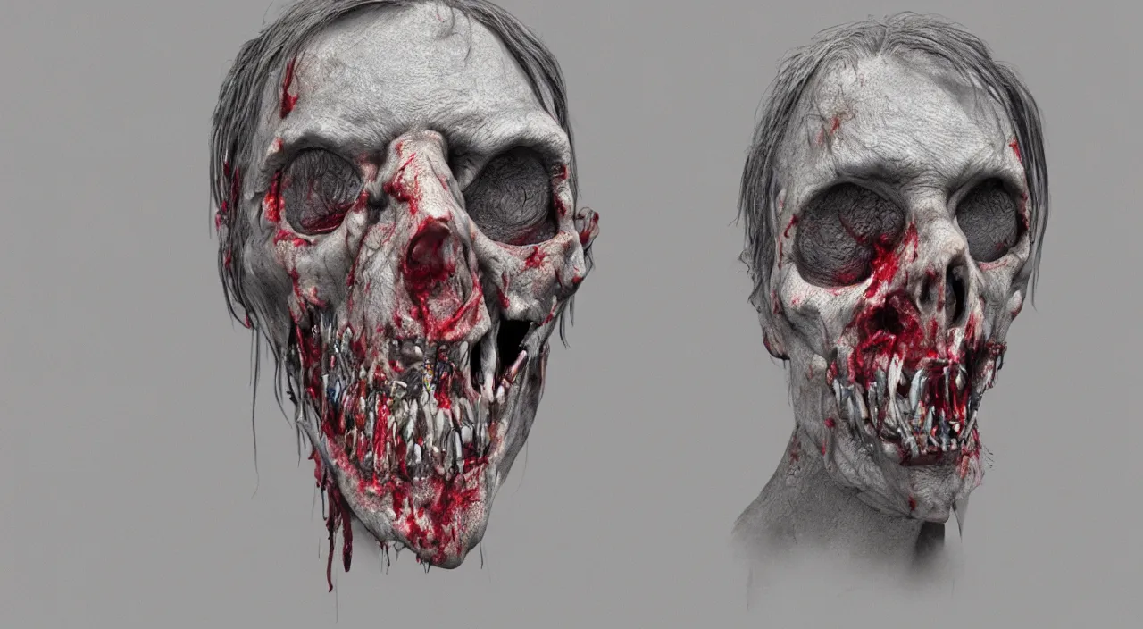 Prompt: a color pencil sketch of a zombie hyperrealistic and rendered in Cinema4D