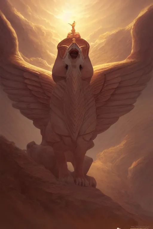 Image similar to legendary sphinx, highly detailed, d & d, fantasy, highly detailed, digital painting, trending on artstation, concept art, sharp focus, illustration, global illumination, ray tracing, realistic shaded, art by artgerm and greg rutkowski and fuji choko and viktoria gavrilenko and hoang lap, sunny