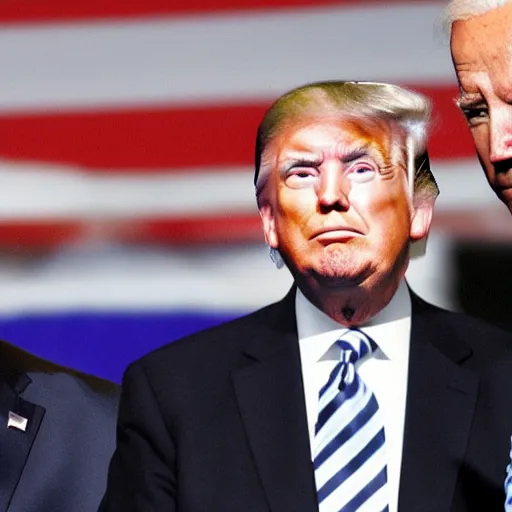 Image similar to donald trump and joe biden boxing in a boxing match photo - realistic