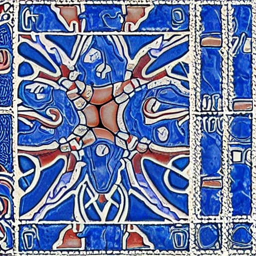 Prompt: an ornate floor tile depicting DNA as the theme, single tile