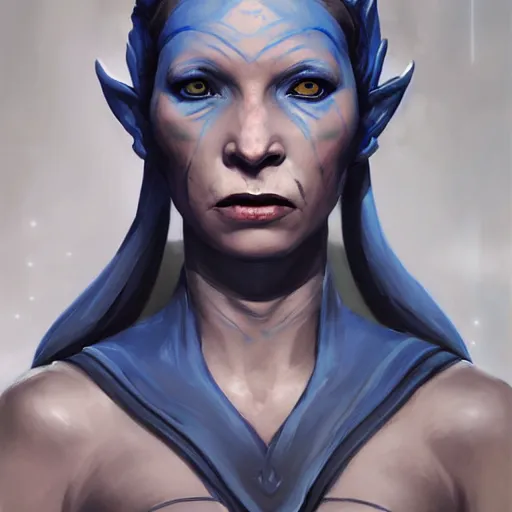 Prompt: portrait of a female Twi'lek sith by Greg Rutkowski, blue skin, she is about 30 years old, wearing black sith uniform, Star Wars Expanded Universe, highly detailed portrait, digital painting, artstation, concept art, smooth, sharp foccus ilustration, Artstation HQ