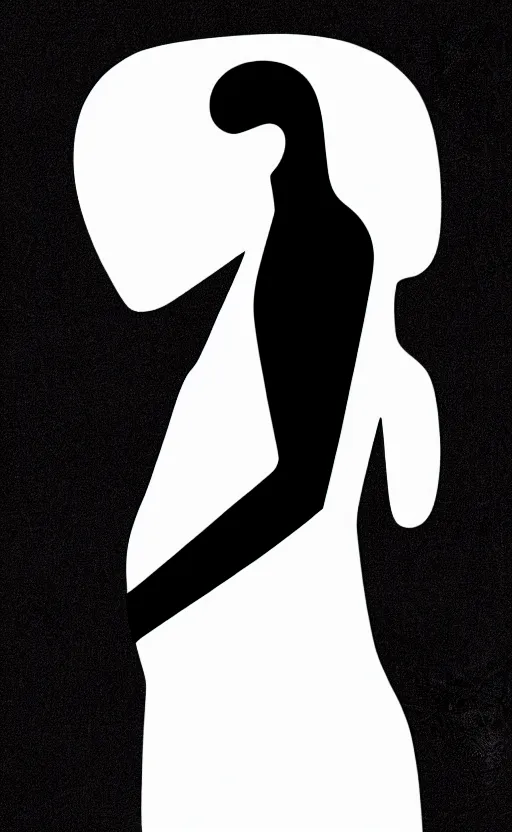 Prompt: black and white silhouette drawing of a person, white background