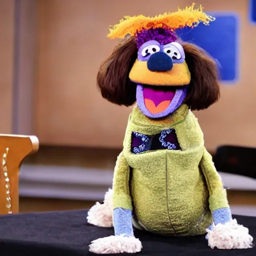 Image similar to A service dog muppet, sesame street