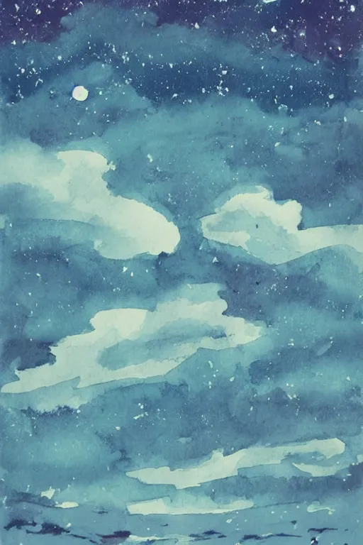 Prompt: The brilliant night sky under the moonlight in the style of John Avon