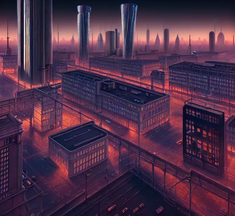 Image similar to hyperrealism photography hyperrealism concept art of highly detailed london at night highly detailed futuristic ( cyberpunk ) city by wes anderson and hasui kawase and scott listfield sci - fi style hyperrealism rendered in blender and octane render volumetric natural light