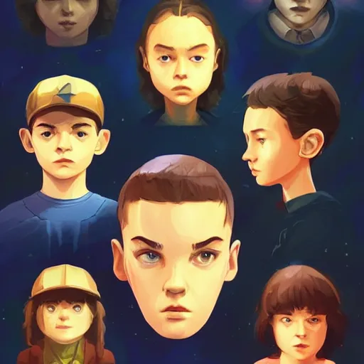 Image similar to face icon stylized minimalist stranger things, loftis, cory behance hd by jesper ejsing, by rhads, makoto shinkai and lois van baarle, ilya kuvshinov, rossdraws global illumination