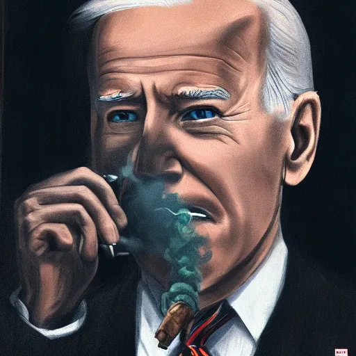 Prompt: joe biden smoking a tobacco pipe, photorealistic, ultra detailed, 8 k, high resolution