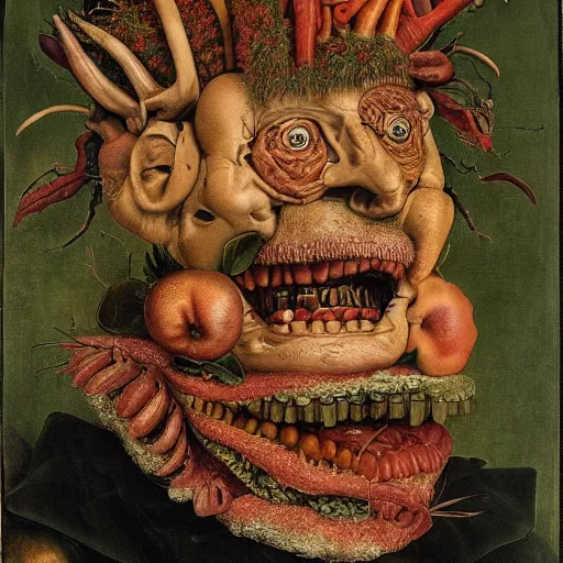 Image similar to portrait of evil by arcimboldo