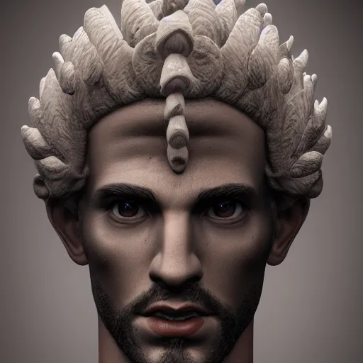 Prompt: portrait of mythological male god of beauty, high resolution, award-winning art, trending on Artstation, sharp image, incredibly detailed, octane render, unreal engine