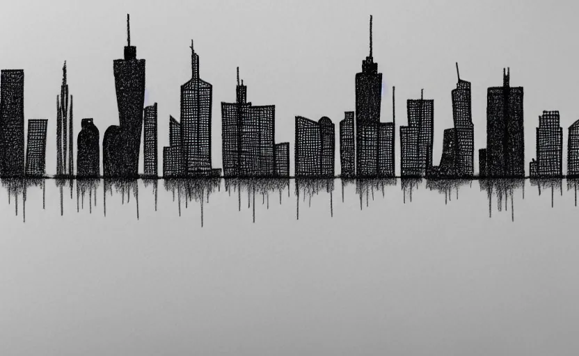 Prompt: minimalist drawing of frankfurt skyline