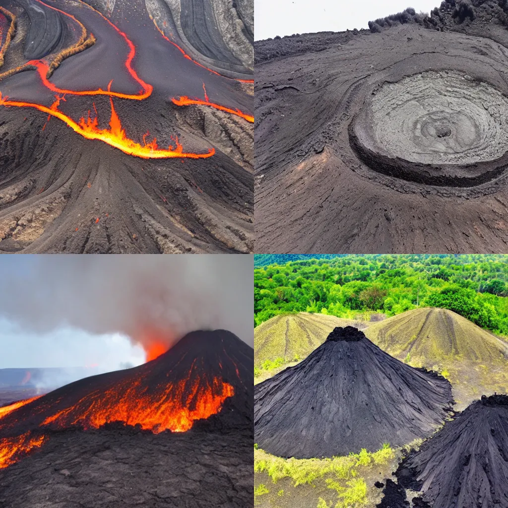 Prompt: Bkue Hills Reservation volcanic eruption