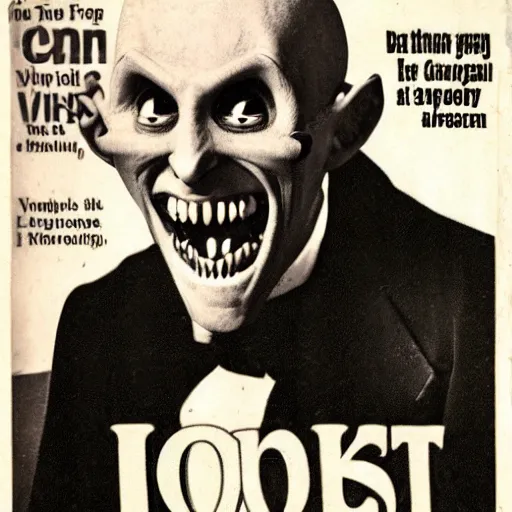 Image similar to count orlok glamour shot, mouth open slightly, front page of a popular magazine, professional photograph