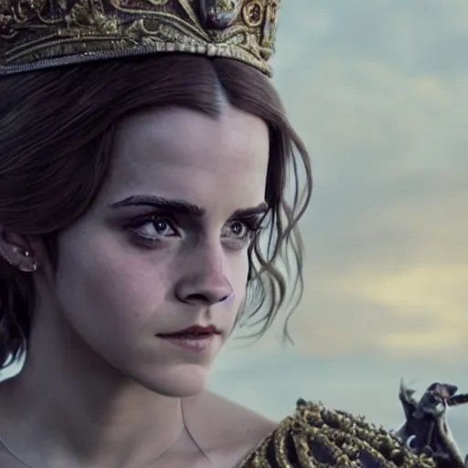 Prompt: highly detailed vfx of emma watson as lady castle, stephen bliss, unreal engine, chrome reflect, pen draw, tom bagshaw, alphonse mucha, global illumination, detailed and intricate environment