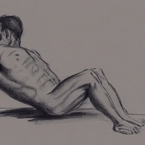 Prompt: sketch of a man doing situps